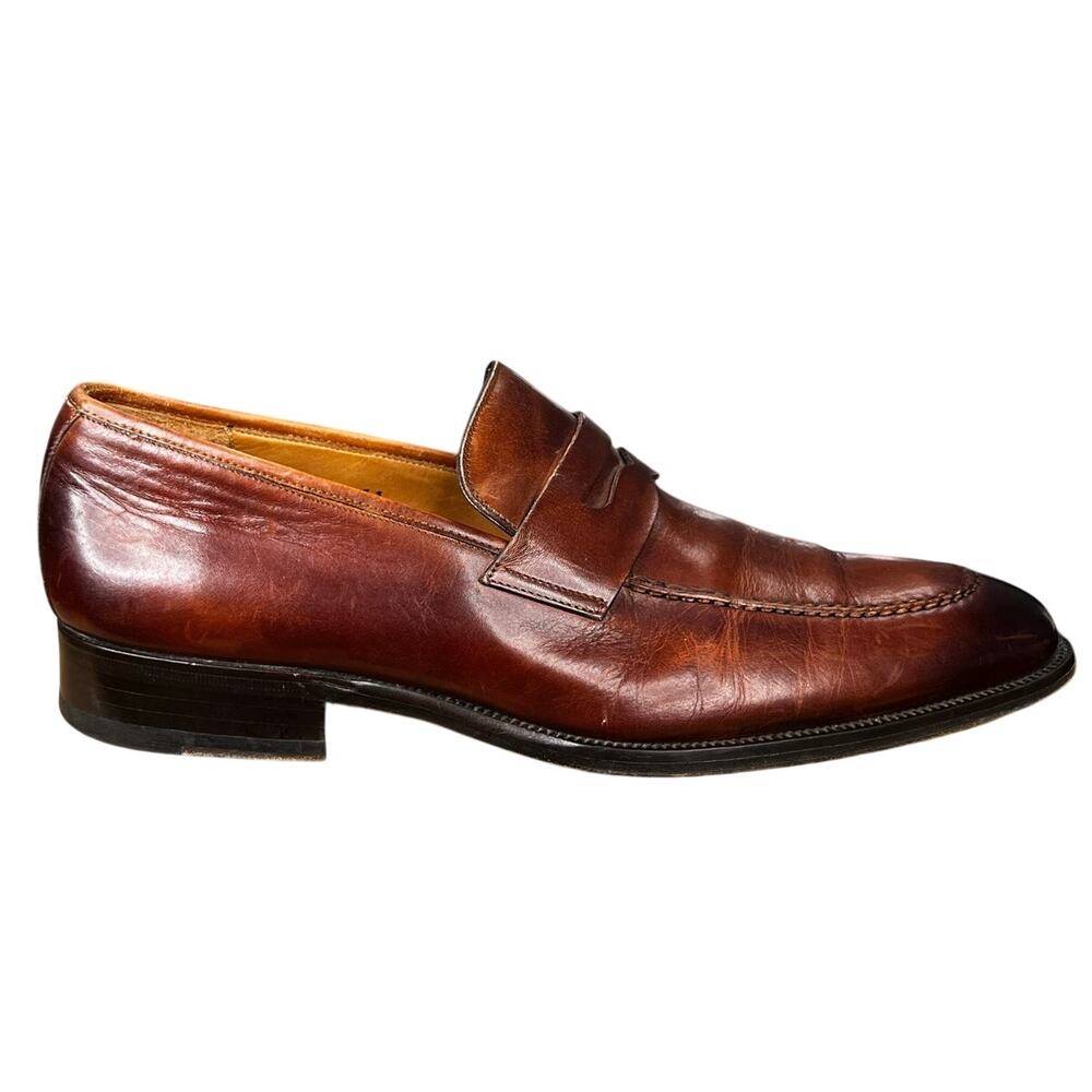 Magnanni Men’s Diezma Brown Leather Penny Loafers Size US 11